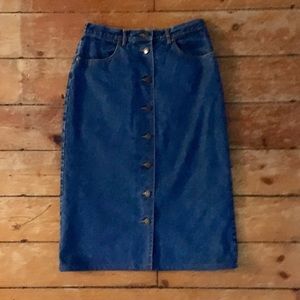 Eddie Bauer Vtg Flannel Lined Denim Skirt Sz 4P